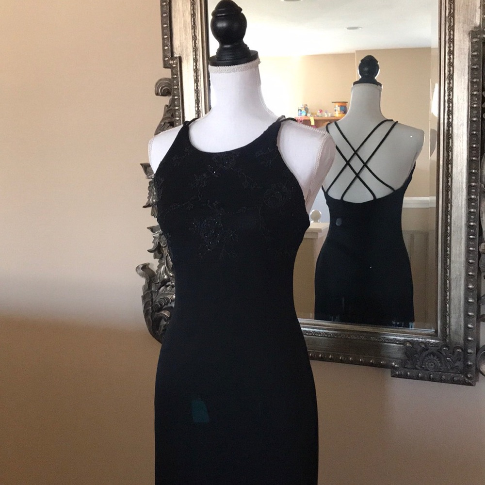 Slinky Black Dress With Sexy Back